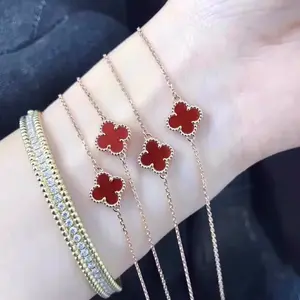 Fashion Jewelry Body Chain Anti Tarnish Jewelry 18K Gold Plating 4 Leaf Clover Bracelet Fro Women