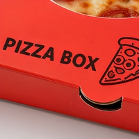Boîte à pizza rouge personnalisée avec fenêtre transparente, emballage à emporter en carton ondulé