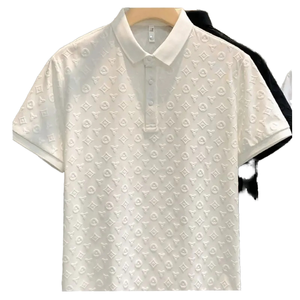 Camiseta de manga corta Formal transpirable de talla grande para hombre, ropa de diseñador, verano de negocios en blanco - Product Image 1