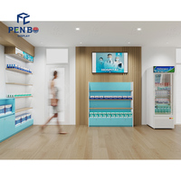 Étagère moderne en bois Étagère de présentation personnalisée pour gondole médicale Étagères de pharmacie Conception de comptoir de magasin de pharmacie