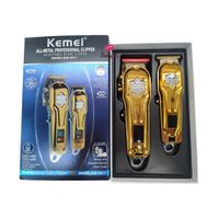 Kemei KM-2011 Alat Cukur Rambut Pria Set Ganda Layar LED 2 Buah Alat Cukur Rambut Logam Pengisian Daya USB Pemangkas Rambut Elektrik