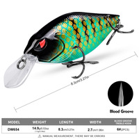 MAXSEN Leurre Crankbait en Plastique ABS 8,3 cm 14,9 g - Appât de Surface pour Pêche en Eau Salée pour Perche, Maquereau et Pargo avec Hameçons