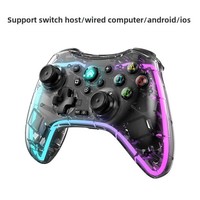Manette de jeu sans fil transparente BT avec éclairage RGB, volant de jeu pour Switch Pro, Android TV Box - Double