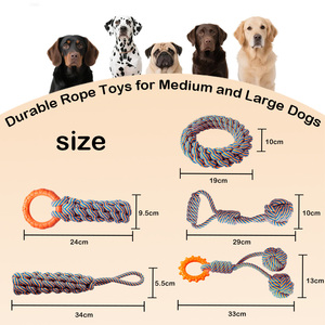 El Yapımı Kırılmaz Pamuk Halat ve TPR Köpek Çiğneme Oyuncakları Seti, Orta ve Büyük Irklar İçin Agresif Çiğneyiciler İçin Köpek Halat Oyuncakları - Product Image 5