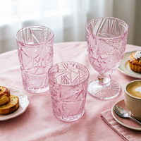 Verres à vin rétro européens ornés et gaufrés faits à la main, motif diamant, écologiques, compatibles lave-vaisselle, capacité 320 ml, pour les fêtes