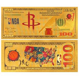 Ensemble de billets de banque en feuille d'or <span class=keywords><strong>NBA</strong></span> 30 équipes, style billet de 100 dollars, objet de collection pour les fans de basketball - Product Image 4