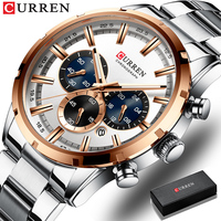 Montre-bracelet à quartz de luxe pour homme Curren 8355, étanche, chronographe, avec boîte