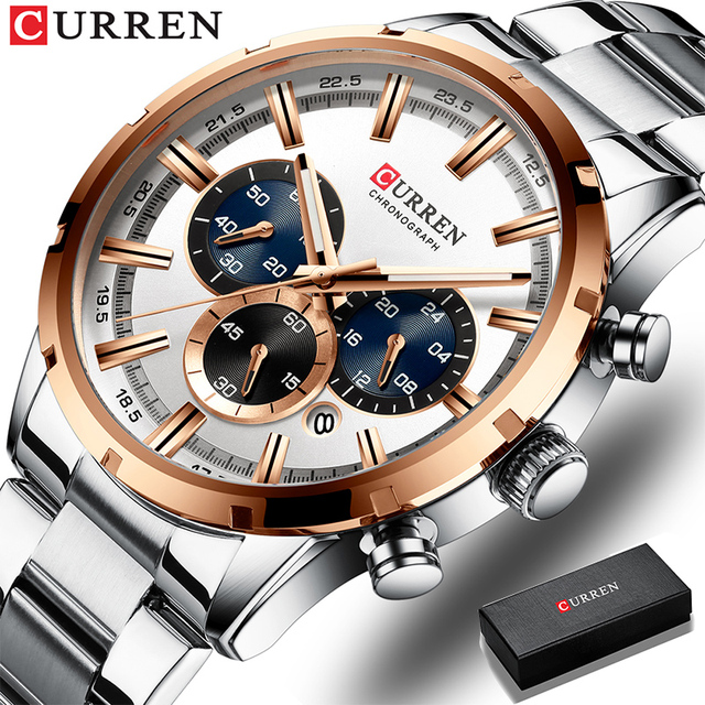 Curren 8355 Original Brand Luxury Men Quartz Wrist Watch Waterproof Chronograph Men's Wristwatch for Reloj Montre Homme with Box