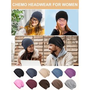 Berretti in cotone leggero di alta qualità da donna e da uomo morbidi cappelli a cuffia elastica chemio con teschio - Product Image 6