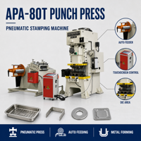 Presse à poinçonner pneumatique 80 tonnes APA-80T, machine d'emboutissage de métaux, alimentateur automatique, équipement de formage de tôles pour atelier