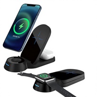 Support de chargeur sans fil magnétique 3-en-1 pliable 15W avec verre 2.5D et logo lumineux personnalisé pour téléphone, montre et écouteurs – Idéal pour le bureau et les voyages