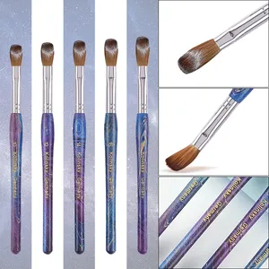 Pincel Profesional para Uñas de Acrílico Kolinsky 100% Puro, Mango de Bambú, Punta Delineadora, Férula Rizada para Gel UV, Escultura de Uñas, DIY - Product Image 4