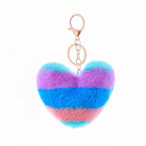 Porte-clés <span class=keywords><strong>pompon</strong></span> <span class=keywords><strong>en</strong></span> fausse <span class=keywords><strong>fourrure</strong></span> de lapin, 5 pièces, porte-clés multicolore, <span class=keywords><strong>en</strong></span> forme de cœur, boule bouffante, vente <span class=keywords><strong>en</strong></span> gros - Product Image 5