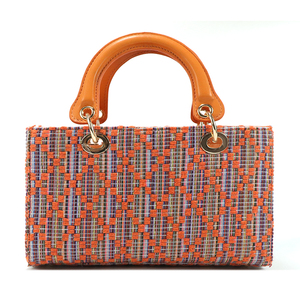 Bolso de Mano de Tweed Vintage de Diseño de Alta Calidad con Asa Superior, Detalles de PU de Lujo y Herrajes Metálicos - Product Image 1