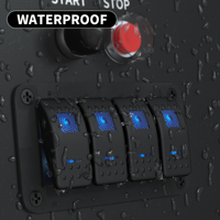 Panel de interruptor basculante de aluminio de 4 bandas, Panel de interruptor basculante Precableado de 5 pines con encendido/apagado, Panel de interruptor retroiluminado azul para coche, barco, RV