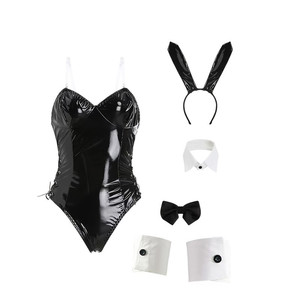 Pijamas sexys para hombre, ropa de dormir de satén sin mangas de piel sintética negra para hombre - Product Image 3