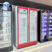 Congélateur-réfrigérateur commercial à prix d'usine, combiné, avec porte vitrée verticale, tout en verre, pour boissons