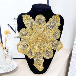 Guantes de encaje francés vintage sexys bordados 100% poliéster ecológicos blancos para boda con pedrería 3D floral de malla de tul nupcial - Product Image 6