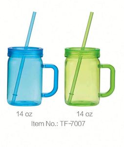 Mason Tumbler <b>Reusable</b> Drinking <b>Cup</b>, 16Oz Single-Layer Plastic Promotional Gift <b>Cup</b> for Camping Adults - Product Image 1