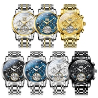 Jam Tangan Mekanik Otomatis Mewah Olevs 9965 Kalender Tanggal Tahan Air Tali Baja Tahan Karat Jam Tangan Pria Bisnis Kasual