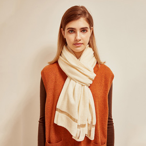 内モンゴル産 ピュア カシミヤ100% 無地 ニット スカーフ ショール（女性用） - Product Image 2