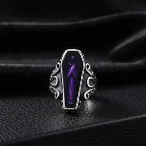 Anillo Yunnique de Acero Inoxidable 316, Estilo Punk Gótico, Símbolo de la Muerte, Forma de Ataúd, Tallado de la Parca, Estilo Audaz, Oscuro, Rebelde, Hip Hop para Hombre - Product Image 1