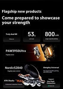 Souris sans fil ATK <span class=keywords><strong>Dragonfly</strong></span> A9 30000dpi E-sports Gaming Ergonomique Ordinateur Bureau Souris noire à trois modes - Product Image 3