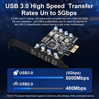 Carte d'extension USB-C 4 ports - 5 Gbps SuperSpeed PCI Express X1 vers 4x USB Type-C en stock
