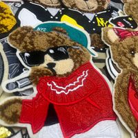 Patchs en chenille 3D personnalisés brodés, motif ours de dessin animé, en tissu éponge, thermocollants/coudables, de haute qualité, très demandés