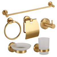 Ensemble de six pièces d'accessoires de salle de bain en acier inoxydable chromé électrolytique à fond rond, luxe abordable, OEM