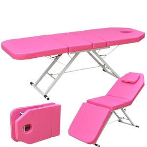 Mingjian Foldable Massage <b>Bed</b> 101 Pink <b>Sponge</b> Padding Carbon Steel Frame For Beauty Therapy And Body Massage - Product Image 1
