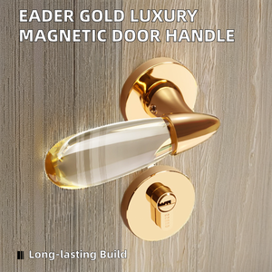 มือจับประตูโรงแรมและวิลล่าสุดหรูทันสมัยทำจากสังกะสีแม่เหล็กที่เงียบสงบสีเหลืองห่านสีทองสดใสดีไซน์แบบโบราณ - Product Image 2