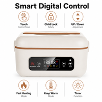 Boîte à lunch électrique blanche alimentée par batterie, pot intérieur en acier inoxydable, rechargeable sans fil, contrôle numérique, capacité de 1 L, chauffe-aliments