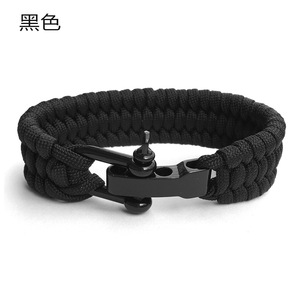 Extra Grueso para Pulsera de Paracord para Hombres Acero Inoxidable Negro Arco Grillete Trilobite Diseño para Escalada y Tours - Product Image 3