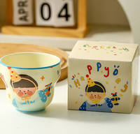 Ensemble de souvenirs en coffret cadeau, thème garçon mignon, tasse à café en céramique contemporaine d'Anhui, tasse à eau à motif de dessin animé, couleur sous-glaçure, compatible lave-vaisselle