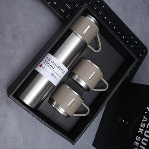 Set de Termo de Acero Inoxidable con Aislamiento al Vacío, Color Negro Mate, 500 ml, con <span class=keywords><strong>Tazas</strong></span> y Bolso, para Regalo Empresarial - Product Image 4