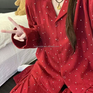 Conjunto de Pijamas Vermelhos para Mulheres de Natal 2026, Camisetas de Algodão com Estampa de Estrelas, Roupas de Dormir Casuais para Primavera e Outono - Product Image 5