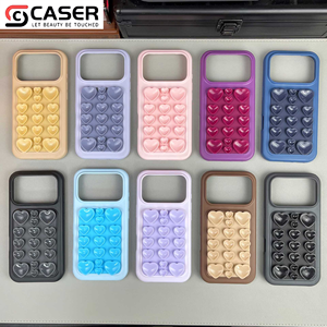 Custodia per <span class=keywords><strong>iPhone</strong></span> 17/16/15/14 in silicone liquido anti-stress con ventosa a <span class=keywords><strong>cuore</strong></span> 3D, effetto pelle, antiurto, colore puro - Product Image 3