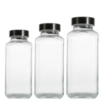 250ml, 350ml, 500ml Transparante Franse Vierkante Drankfles, Koudgeperste Sapfles Met Schroefdop