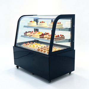 Vitrina Refrigerada Comercial <span class=keywords><strong>para</strong></span> Pasteles y Repostería, Refrigerador con Ventilación Forzada, Pantalla LED y Cristal Curvo <span class=keywords><strong>para</strong></span> Panadería - Product Image 1