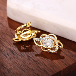 D Shape Floral Huggie Earrings for Women Sparkling Flower Ear Cuff Daily Fashion Jewelry - Product Image 4