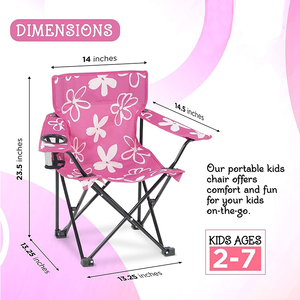 Silla plegable portátil para niños, silla de playa con cierre de seguridad, portavasos, silla de Camping rosa para niños y niñas para viajes, césped al aire libre - Product Image 2