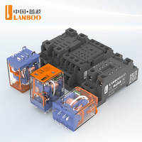 Relais intermédiaire miniature étanche LANBOO pour circuits de commande de machines, 8 broches, 2NO2NC, 12V CC, installation fiable dans un coffret de commande