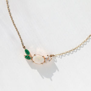 Collier chaîne en argent sterling 925 avec opale blanche et zircone cubique, élégant et romantique pour femmes - Product Image 4