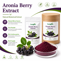 LongBio Natuurlijk Aronia Bessenpoeder Zwarte Chokeberry Poeder Aronia Melanocarpa Fruitpoeder voor Drank Voedingssupplement OEMBulk