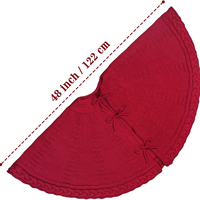 Jupe de sapin de Noël tricotée classique rouge et blanche, jupe de base pour sapin de Noël, vente en gros directe d'usine pour la décoration de fêtes