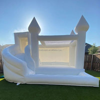 Vente flash : Combo château gonflable pour enfants, château gonflable blanc avec toboggan et piscine à balles