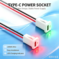 Conector de Panel Tipo C LN-010 con Indicador LED Dual Rojo y Verde, Conector de Cable de Alimentación USB-C Hembra, Certificación CE RoHS EMC