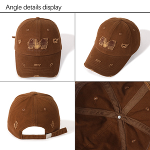 2025 Neues Design Benutzer definierte Hochwertige Baseball kappe Bild Logo 6 Panel Cap Unisex Fashion Casual Ripped 3D Besticktes Logo Dad Cap - Product Image 5