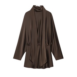 Vestidos Cortos Elegantes y Modernos para Mujer, con Textura Similar a la de la Seda y Adornados con Bufandas - Product Image 3